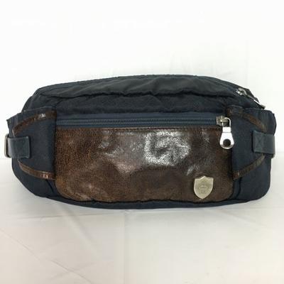 Italy Made Waist Bag Dark Navy × Brown Durable Hardware(USED)