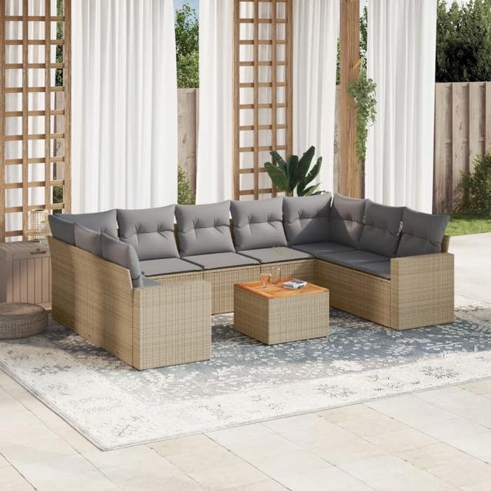 VidaXL Garden Lounge Set with Cushions 10 Pcs, Patio Sofas, Patio Furniture Set, Outdoor Furniture, 3256598