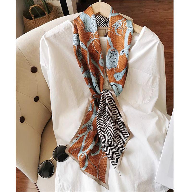 100% mulberry silk 15 * 145 silk plain crepe satin double-sided heterochrome double-layer scarf women s spring summer streamer long silk scarf standard