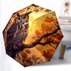 1pc Autumn Owl Automatic Folding Umbrella Compact Lightweight Travel Umbrella with 8-Rib Sturdy Frame, Windproof & Self045
