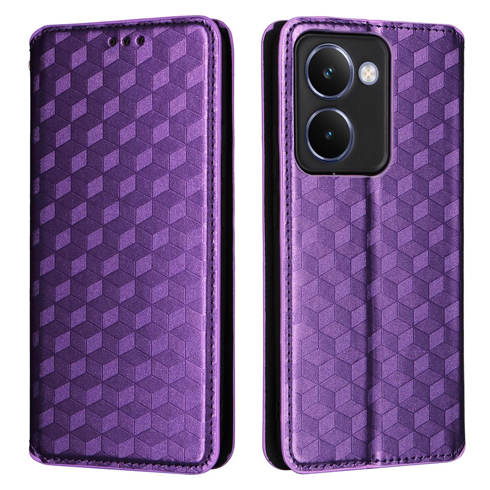 

Для Realme P3 Ultra 5G Чехол-кошелек Ромбовидный тисненый кожаный чехол для телефона Purple