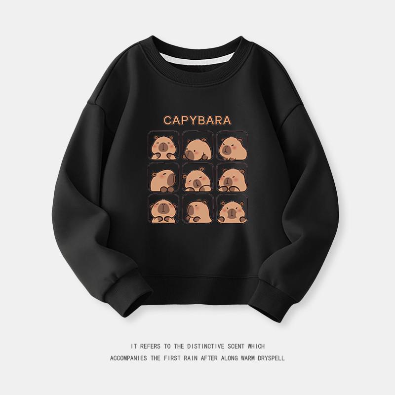 Cartoon Capybara Round Neck Sweatshirt for Boys and Girls - Spring/Autumn Long-Sleeve Shirt