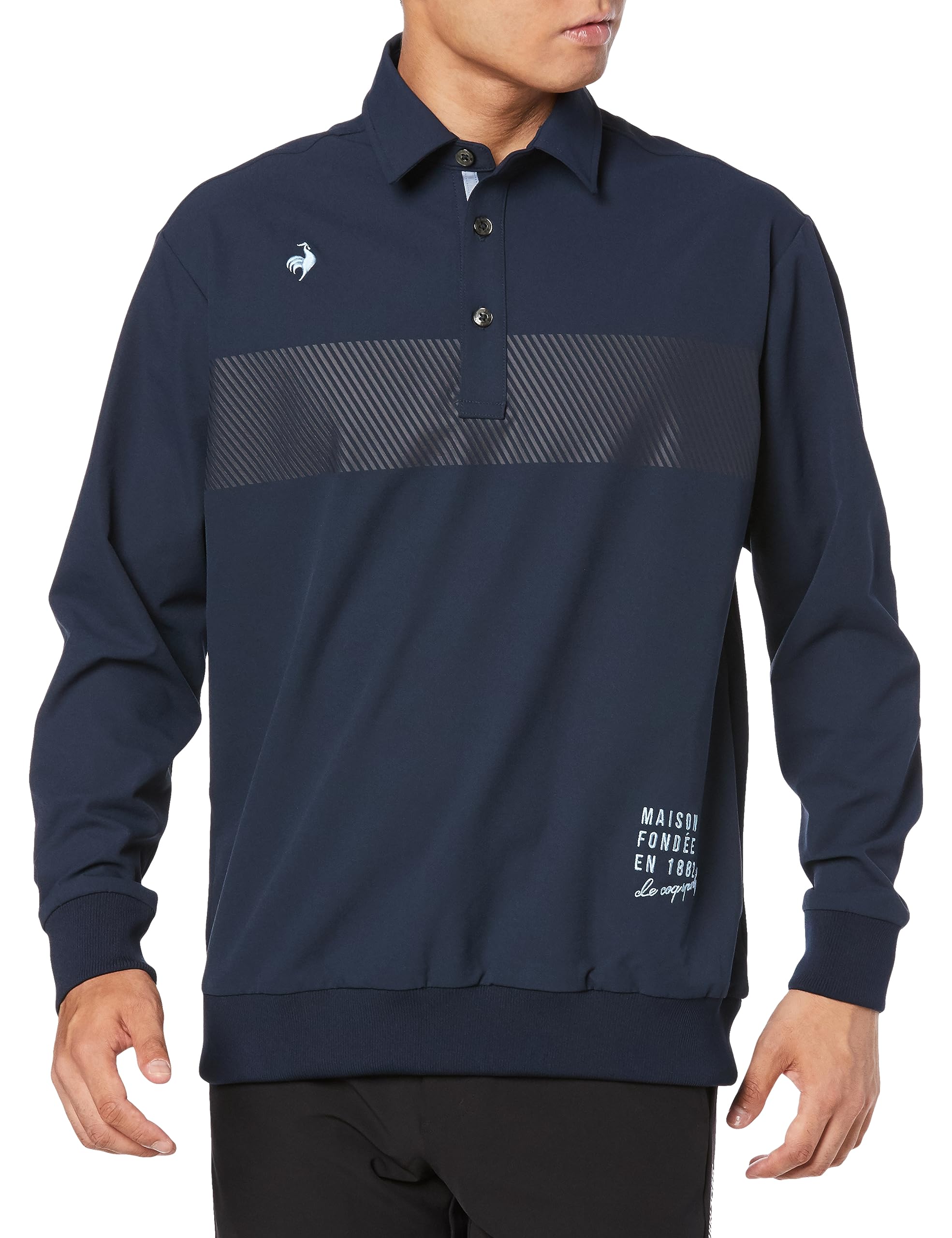 

Coq Sportif рубашка с длинным рукавом рубашка поло эластичная впитывающая пот быстросохнущая сухая кожа гольф QGMWJL64 NV00 [Le Golf] UPF50+ мужская (военно-морской флот)