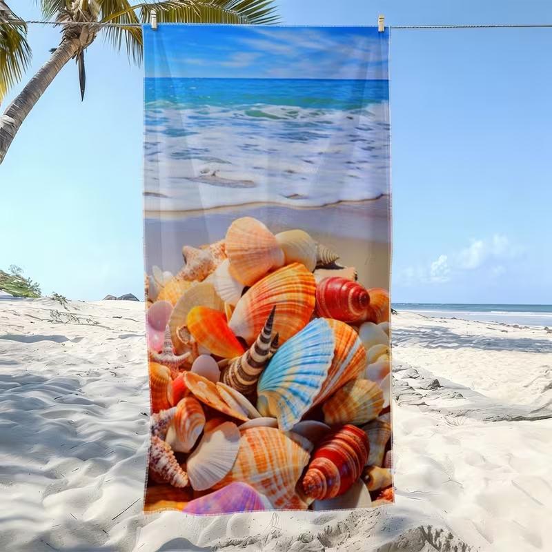 Cute Ocean Fish Starfish Beach Towel Underwater Cartoon Animal Print Towel Soft Absorbent Quick Dry Towel for Kids Girls