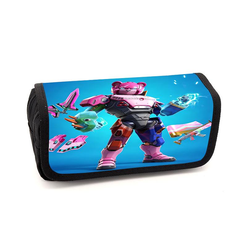 Cute Fortnite Cartoon Flip Pencil Pouch, Unisex Kids Aged 6-14 Portable Printed Stationery Case for School Daily Use