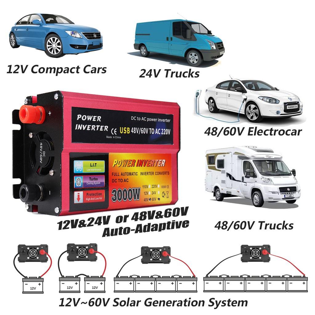 

3000 Вт 48/60-220 В Инвертор солнечной энергии для солнечной системы, автомобиля, грузовика, перезаряжаемых транспортных средств 12/24-110V