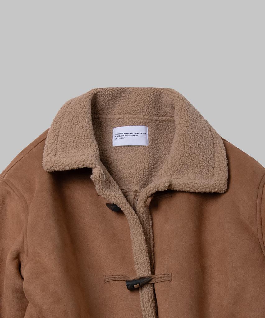 Place Studio Suede Oversized Flap Pocket Duffle Coat Jacket [Brown]