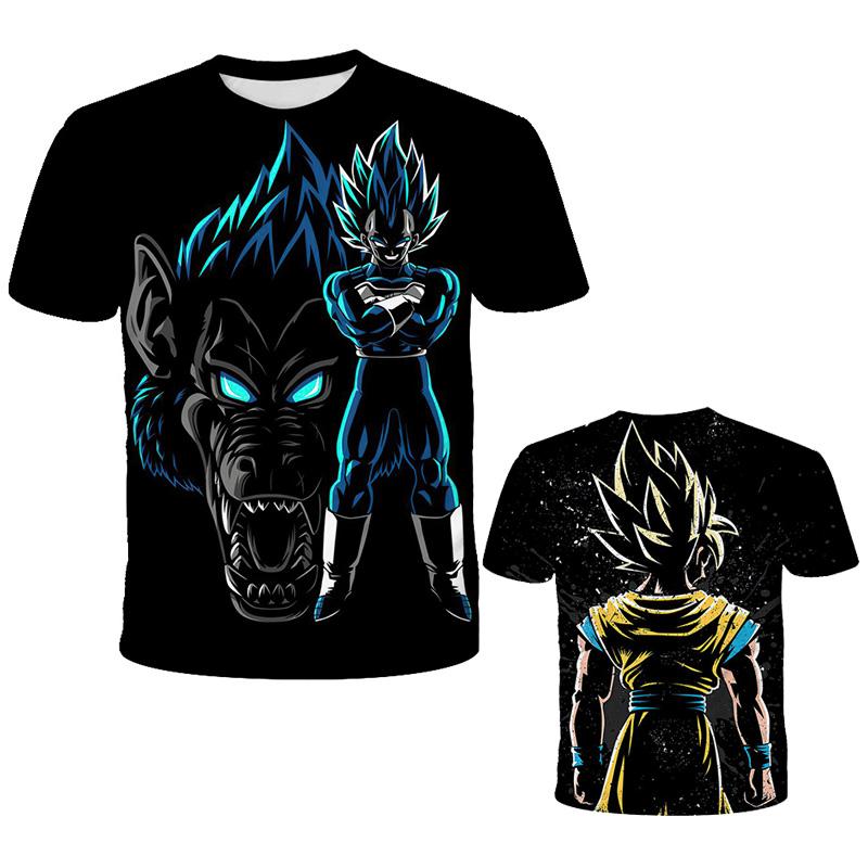 3-14Å Barn Goku Vegeta T-shirts Pojkars Dragon Ball Z T-shirts Lös T-shirt Anime T-shirt Tecknad Toppar Barn Sommar Pojke Kort Ärm