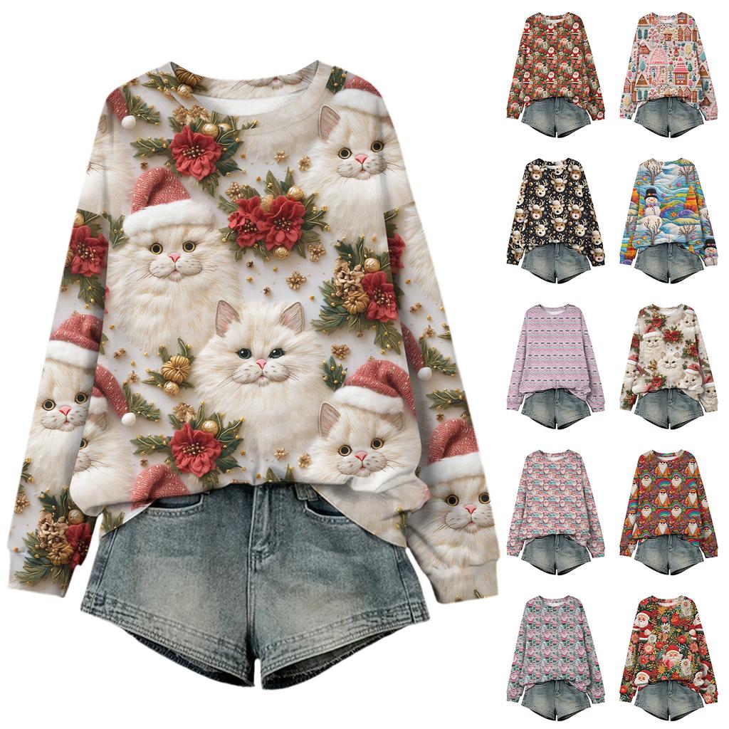 Women's Loose Fashion Casual Printed Long Sleeve Pullover