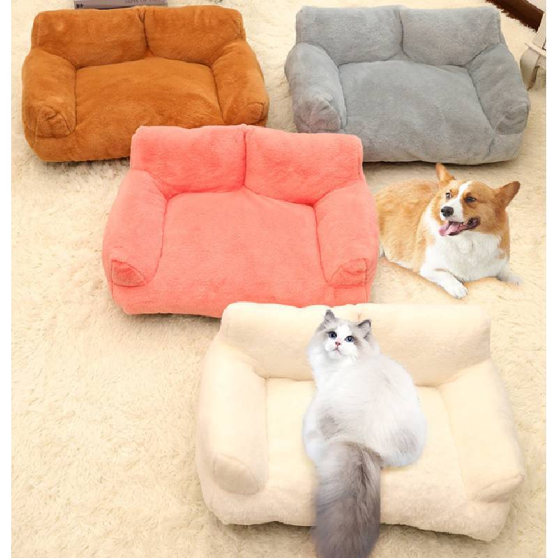 Pet Sofa Bed With Plush Bunny Fur For Small To Large Dogs Home Use