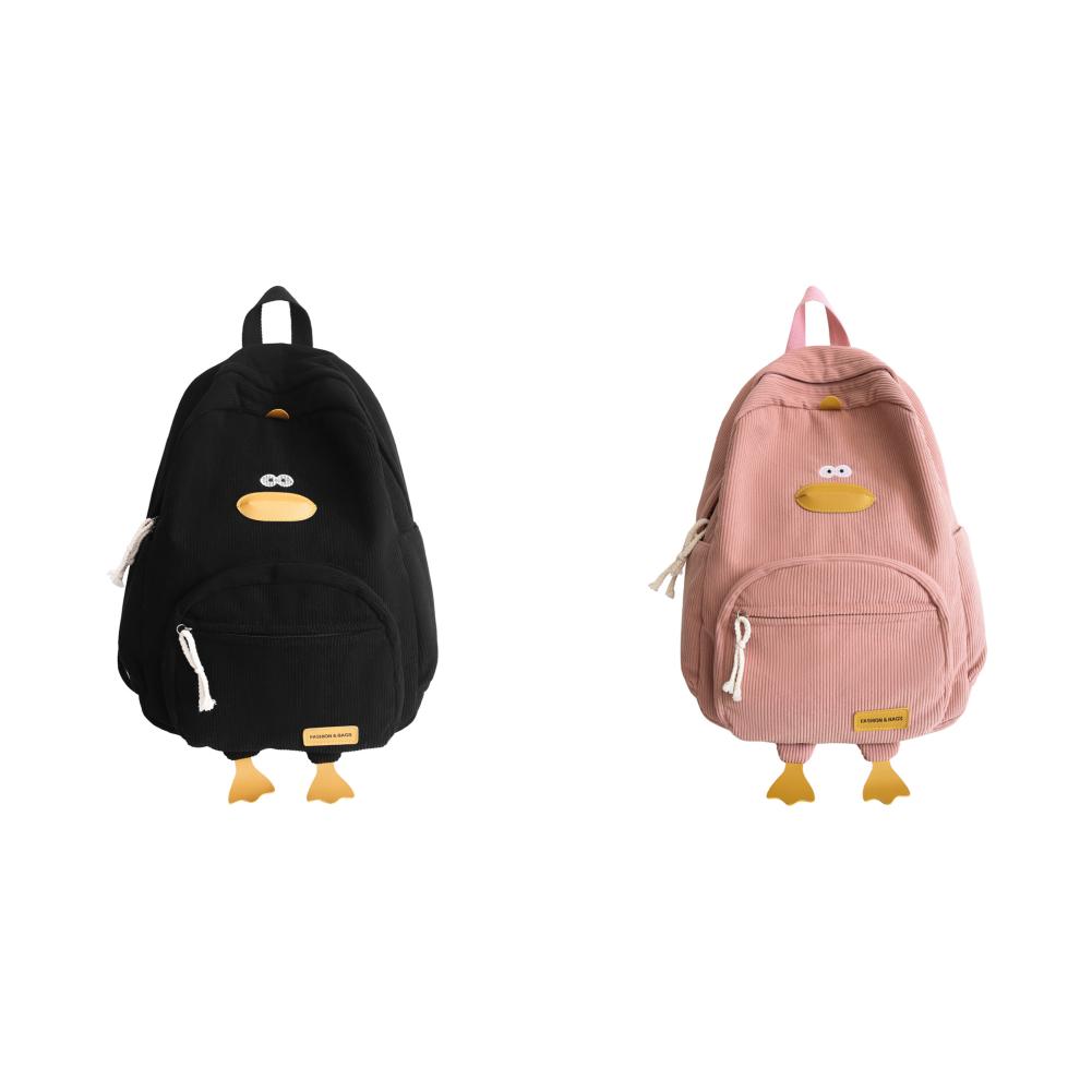 

Вельветовый рюкзак Duck большой емкости для мальчиков и девочек, симпатичная дорожная сумка (черный)