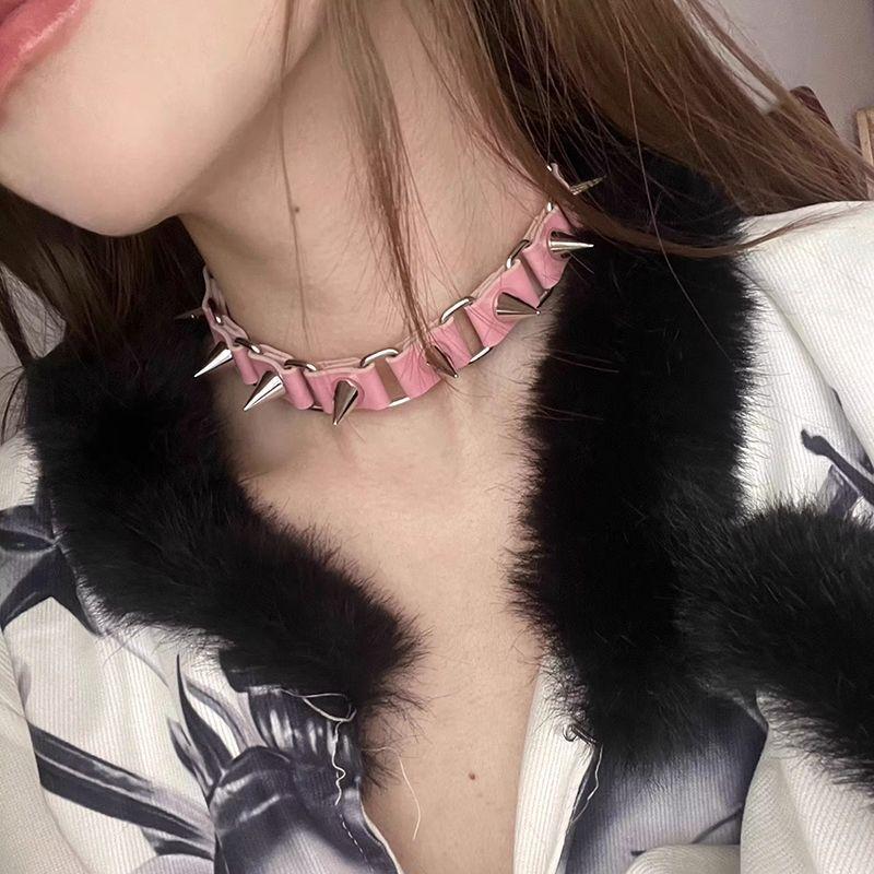 Collar Collarbone Chain Punk Goth Necklace Japanese Shibuya Splicing Rivet Collar Choker