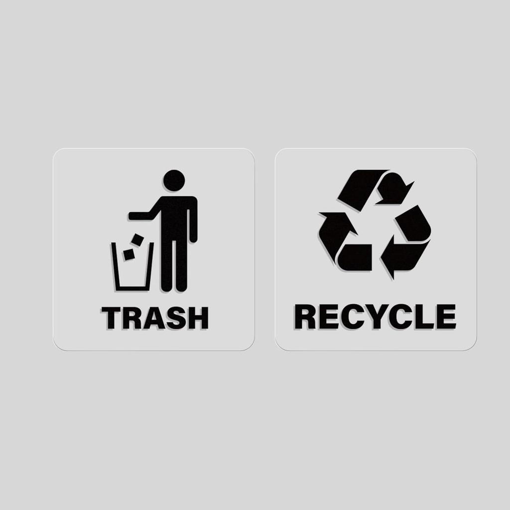 10 Pack Recycle and Trash Square Stickers 6 × 6 Inches White Vinyl Transparent Recycling Bin Decals Self Adhesive Waterproof UV Resistant Sign for