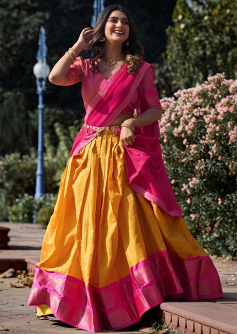 Indian Designer Kanjivaram Lehenga Dupatta Set Wedding Wear Lehenga Choli Dress