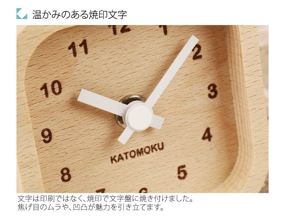KATOMOKU muku mini clock Square white table clock wooden km-25WH 85×85×46mm