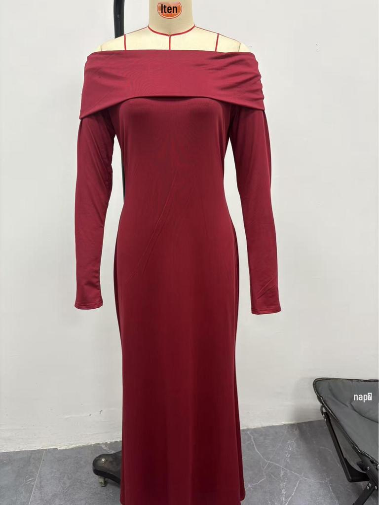 Elegant Women's Off-the-Shoulder Cross Backless Evening Gown