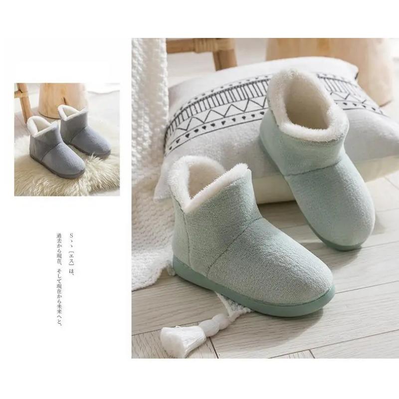 2025 Winter Warm Shoes Woman Men Indoor Slippers Soft Plus Couples Home Floor Snow Boots Anti-slip Female House Footwear