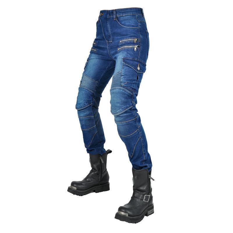 Motorcycle jeans, female rider elastic motorcycle riding pants, retro personalized casual anti-drop pants