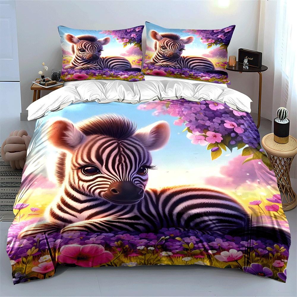 Zebra-Themed Trio for Nursery Decor Exquisite Three-piece Bedding Set Gift for Kids and Adults