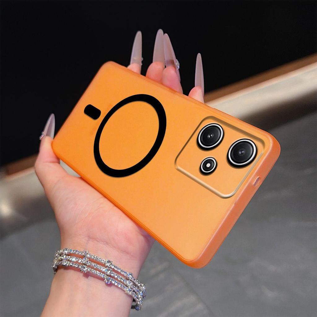 Frosted Semi Clear Magnetic Phone Case for Xiaomi Redmi 12 5G Soft TPU Shockproof Cover