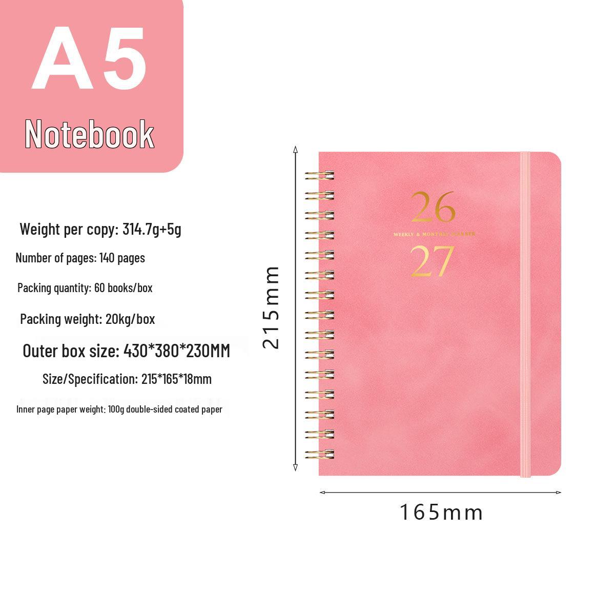 Weekly Planner A5 Leather Spiral Notebook: Daily Journal & Self-Discipline Schedule for Business