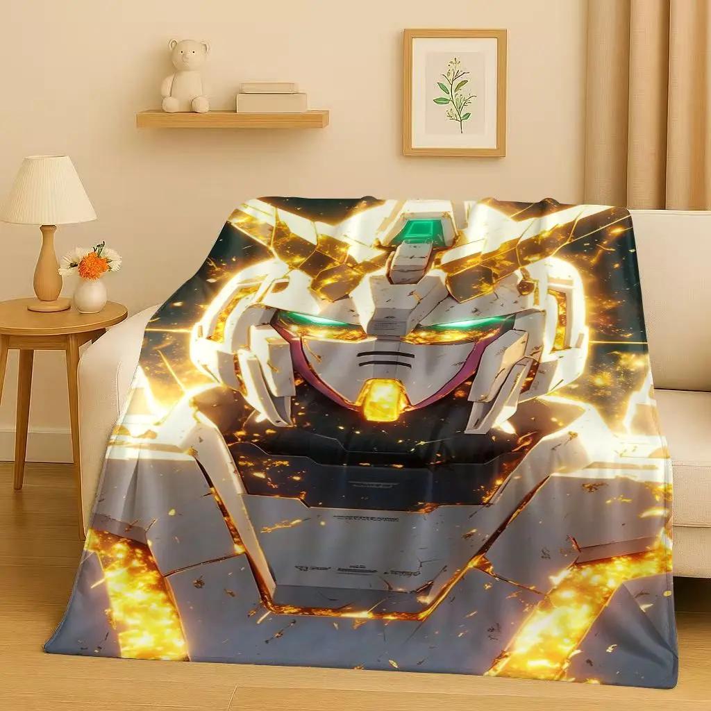 

3D Gundam Cartoon Robot Christmas Gift Flannel Blanket,Ultra Soft Warm Plush Throw for Home Bedroom Bed Sofa Cover Office 75x90cm