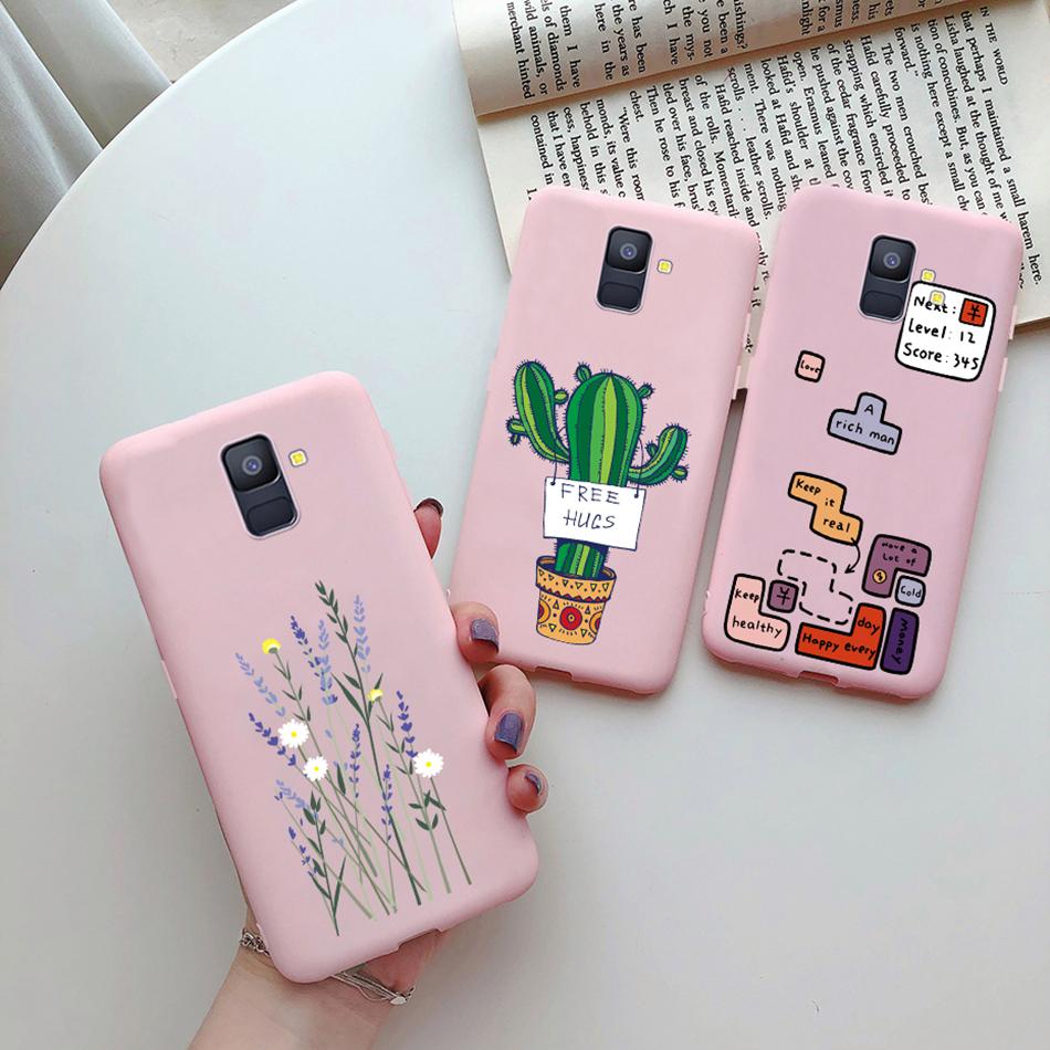 Love Heart Case For Samsung A6 2018 Cover A600F Silicon Tpu Phone Case For Samsung Galaxy A 6 A6 Plus 2018 A605F Case Cat Cactus