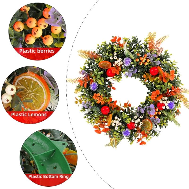 Artificial Summer Wreath Spring Wreath for Front Door Farmhouse Garden Wedding Party Indoor and Outdoor Decorations