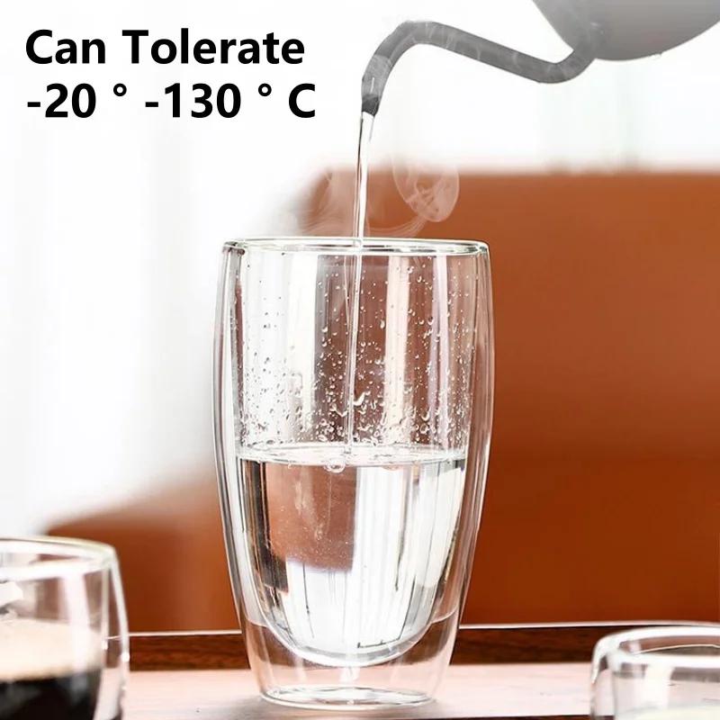 250-450ml Doppelwandiges Glas Tasse Runde Form Einfarbig Bier Milch Kaffee Hitzebeständig Wasserbecher Transparente Tasse Glasbecher