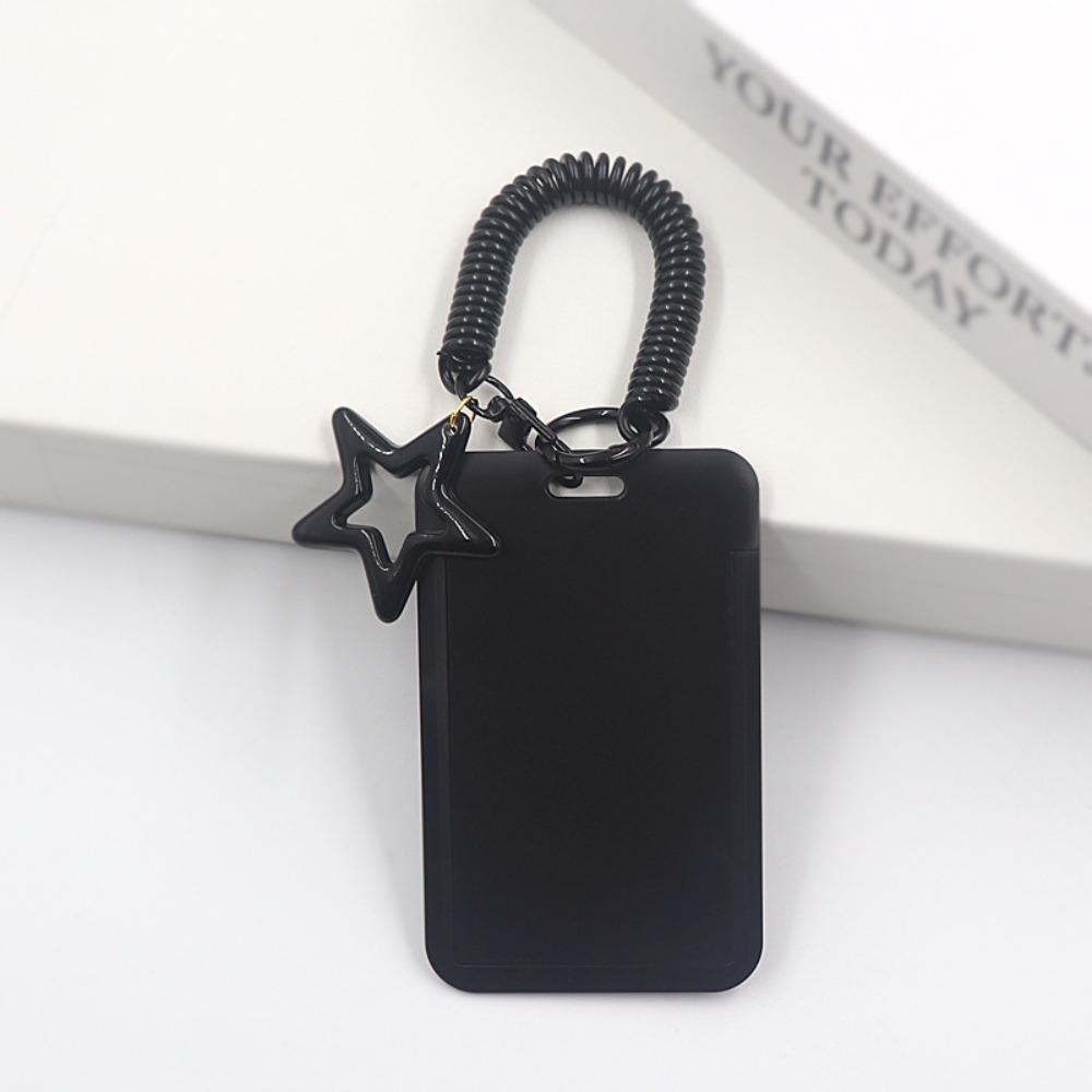 Colorful Kpop Photocard Holder Retractable Plastic Photo Display Holder Spring Lanyard with Star Keychain