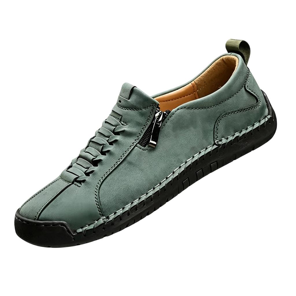 Casual Low Top Round Toe Unisex Shoes with Side Zipper and Lace-Up Design Lightweight Comfortable Walking Footwear