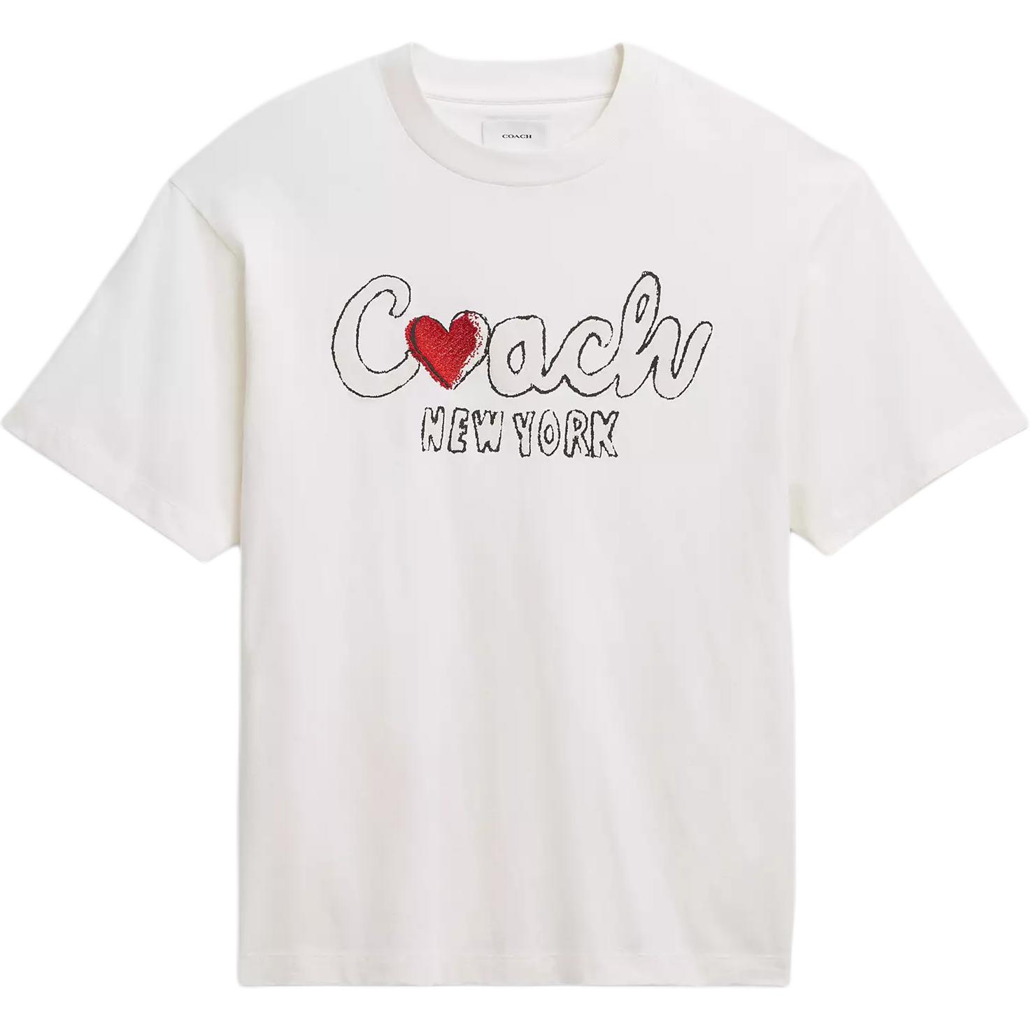 Coach Qixi Festival Limited  FW25 Cotton Printed Round Neck Short Sleeve T-Shirt Men T-Shirts CBE91-WHT XS