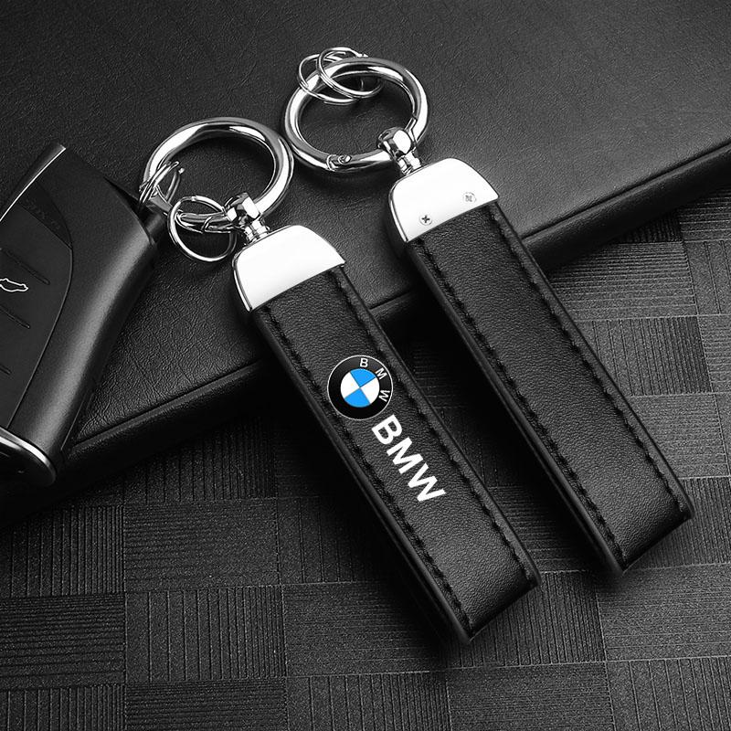 Leather Keychain Zinc Alloy Car Key Chain Ring Pendant Key Holder For BMW G01 G02 F22 F23 E46 E93 E39 G26 F01 F02 F06 Sticker cwsh87