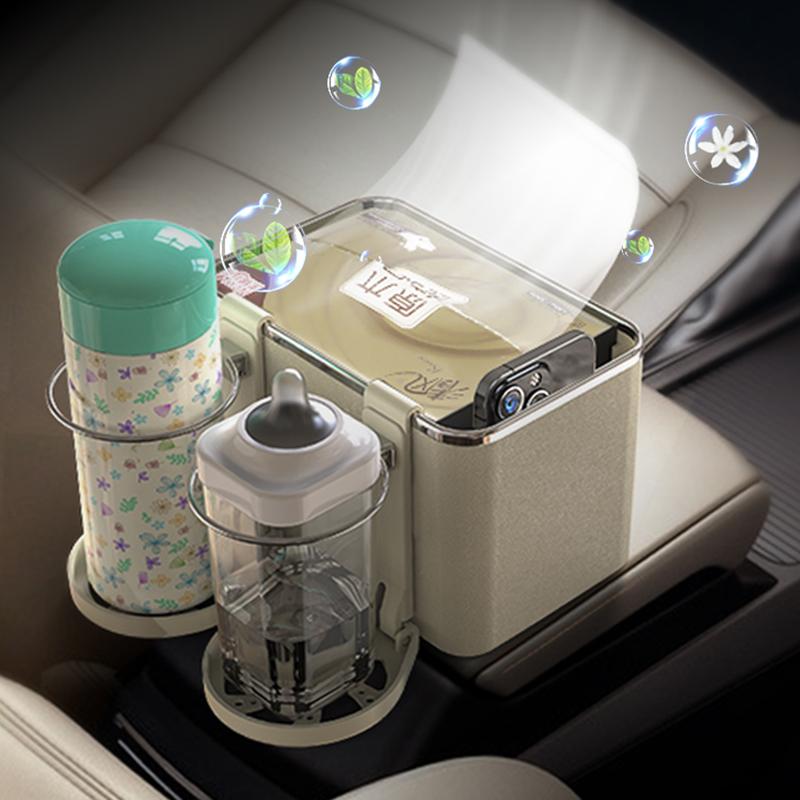 Multifunctional Car Tissue Box Cup Holder Car Organizer Box Tissue Storage Box Mobile Phone Drink Holder Car