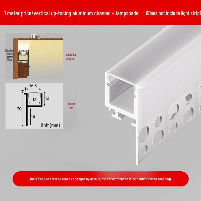 Single-Sided Upward-Emitting Recessed Linear Light - Double Eyelid Aluminum Channel