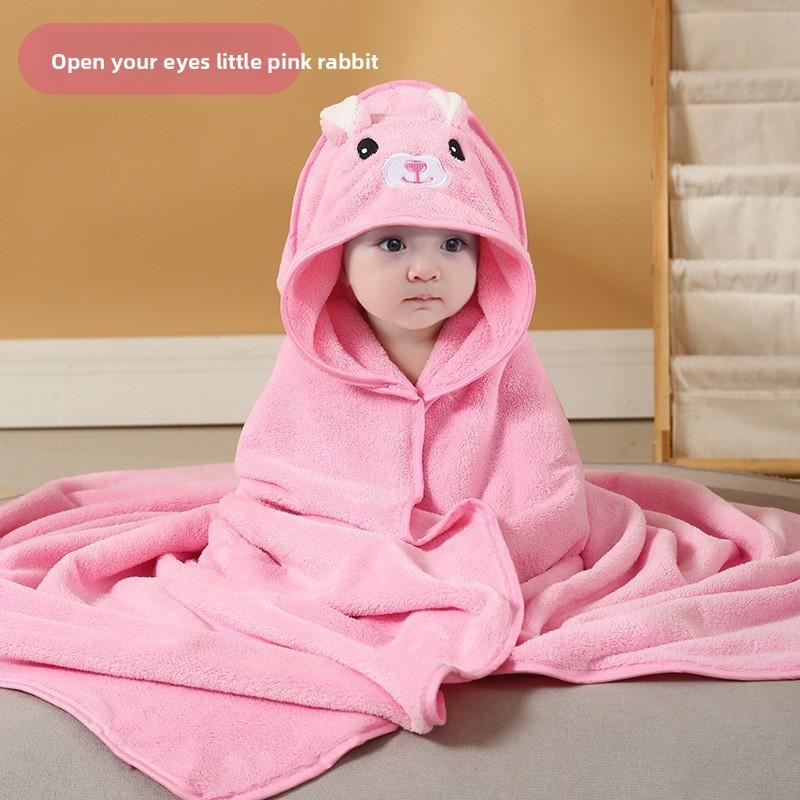 Cartoon Children's Cape Bath Towel Embroidered Coral Fleece Large Mother and Baby Bag Quilt Soft Absorbent Hooded Bathrobe Full Body