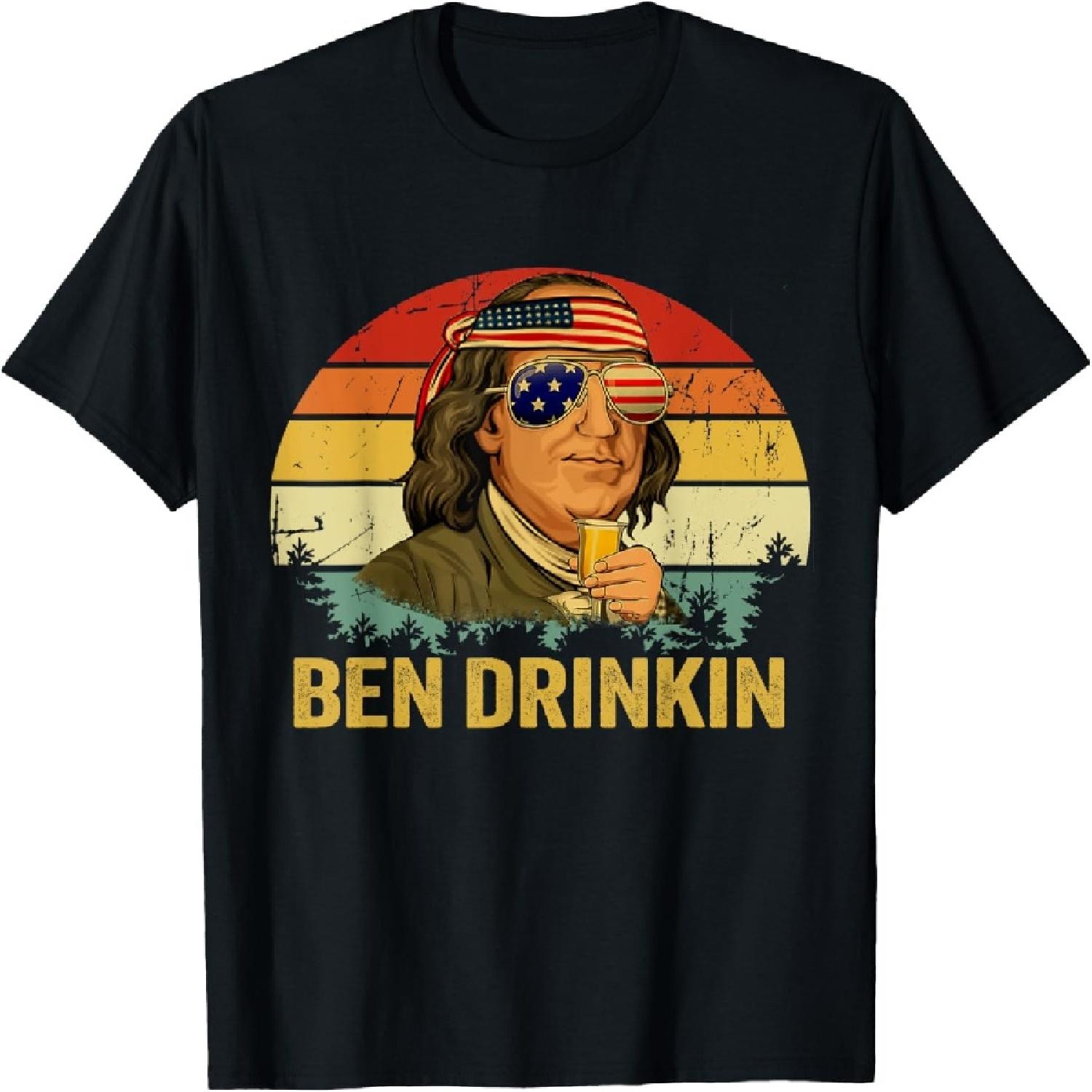 Benjamin Franklin Drinkin Shirt - Vintage Ben Drinkin T-Shirt S