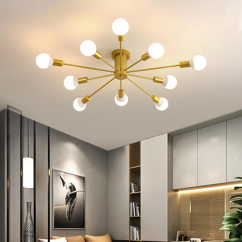Dropshipping Gold Iron Chandelier Ceiling Lights Bedroom Ceiling Lamp Pendant Living Room Hanging Lighting Fixture Home Decor