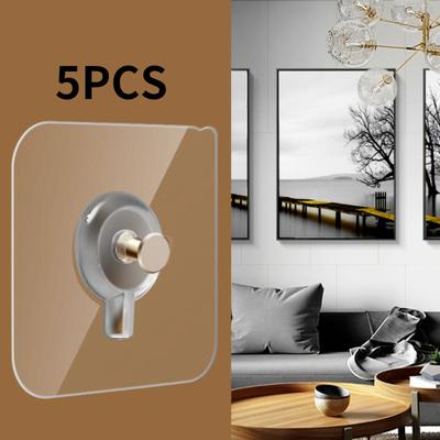 Nové 5ks PVC Silně přilnavé hřebíky Háček Nástěnný plakát Dekorativní malby Bezešvé Vodotěsné Odolné Průhledné Kuchyňka Koupelna Věšák na háček