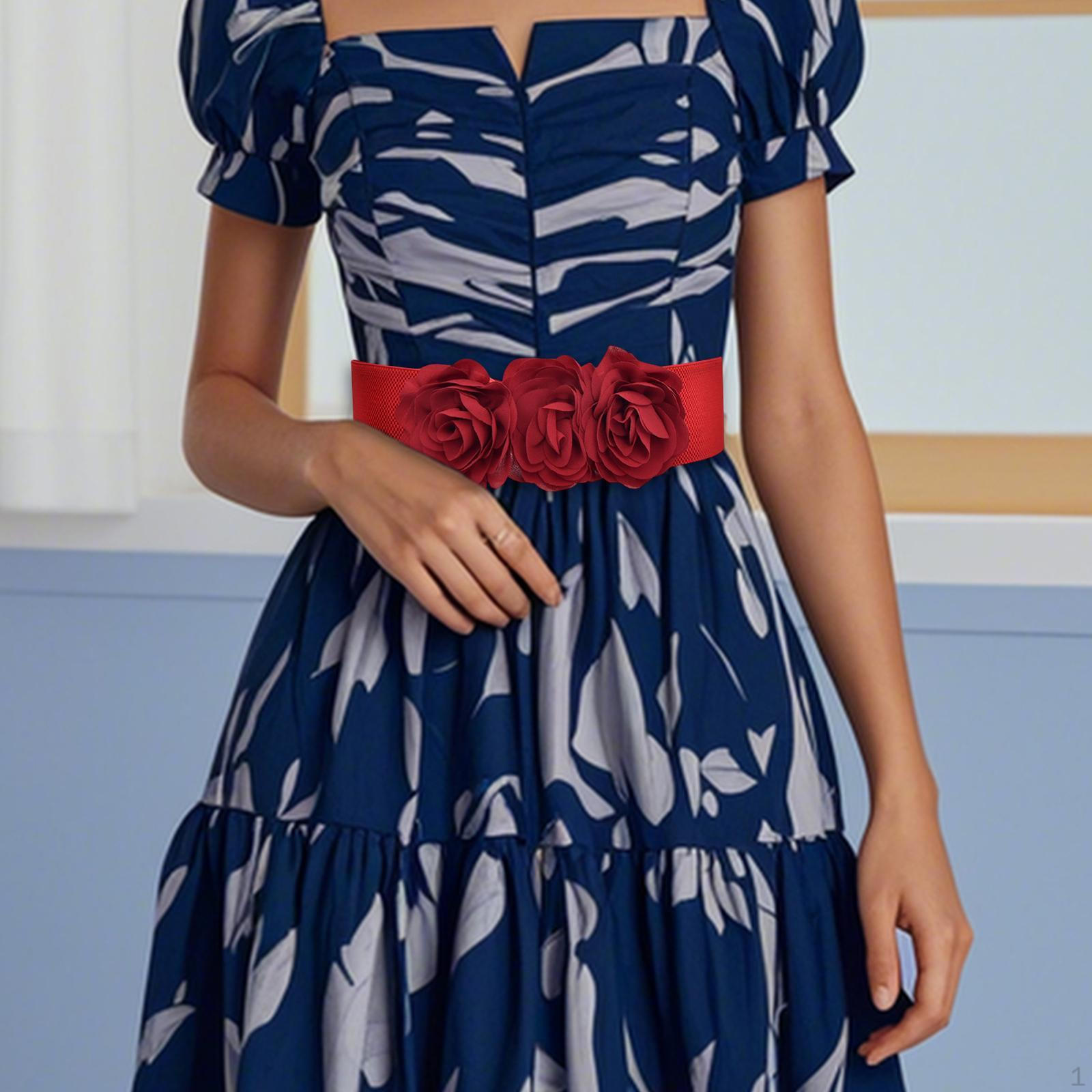 

Эластичный пояс для женщин с цветочным узором Red