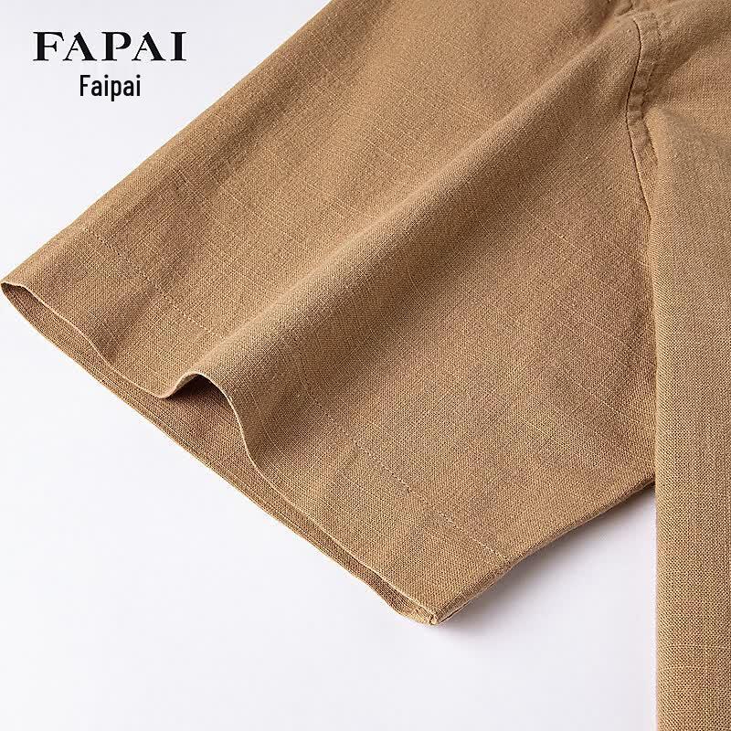 Fapai Men's Linen Blend Short-Sleeve Shirt