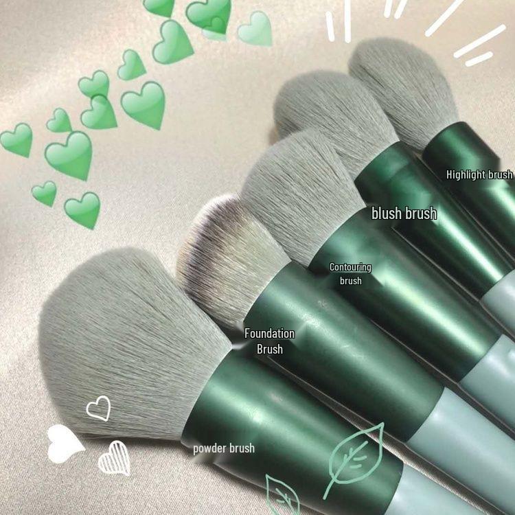 Portable 13-Piece Makeup Brush Set: Powder, Blush, Eyeshadow Brushes with Soft Bristles for Beginners