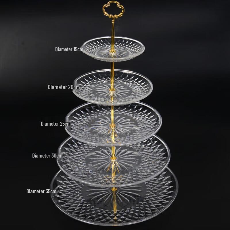 

Huihuang 5-Tier Gold Flower Acrylic Fruit Plate with Plastic Stand
