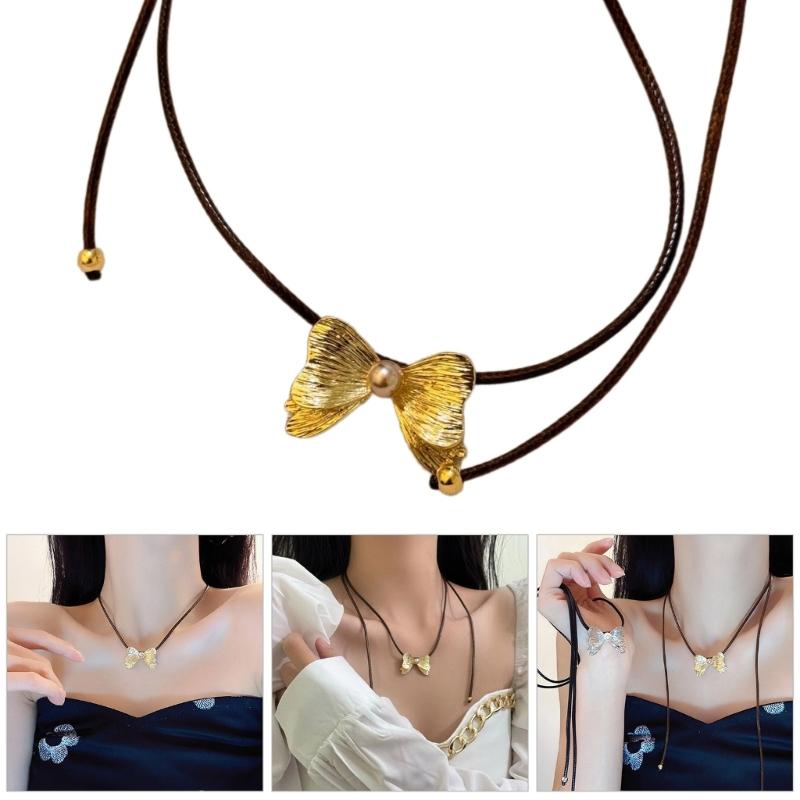 Fashionable Bowknot Necklace Ornament Elegant Bowknot Pendant Necklace Personalized Clavicular Chain Adornment Jewelry