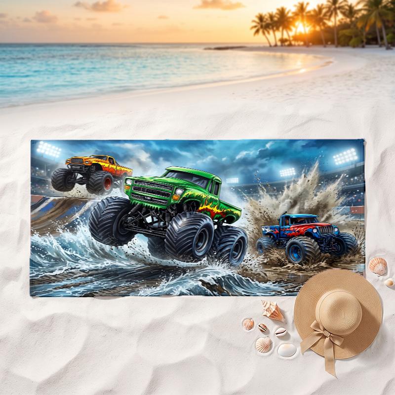 Monster Truck (5) Soft and comfortable beach towel perfect for vacations and poolside use an ideal gift for summer holidays