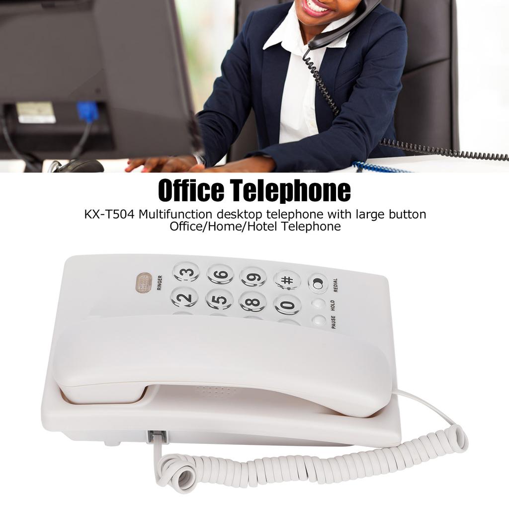 KXT504 Single Wired Corded Telephone Multifunction   Desktop Phone with Big Buttons for   Hotel(Black )