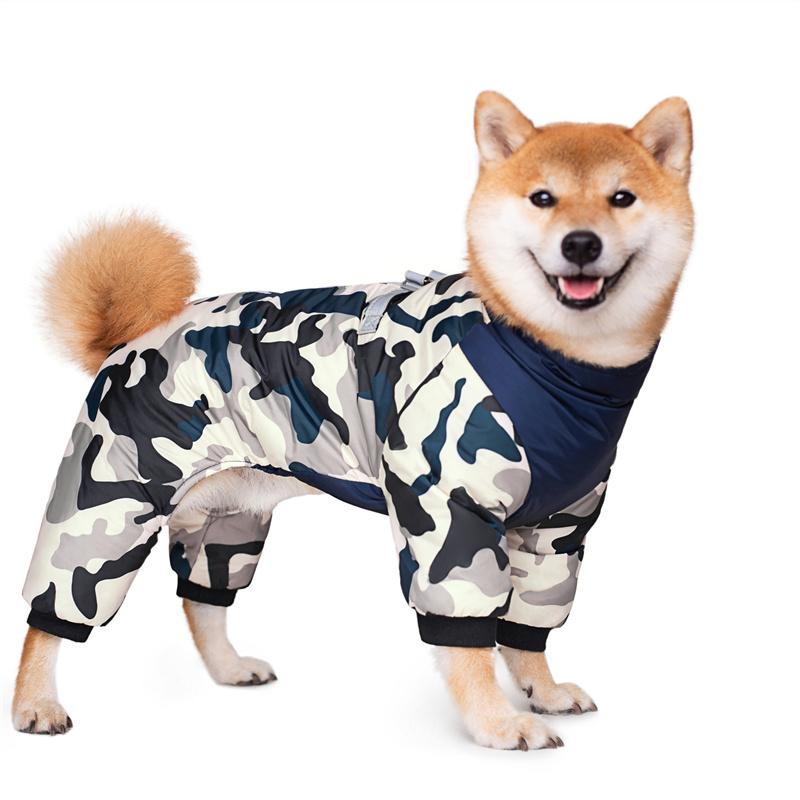 

Камуфляжный комбинезон для собак, комбинезоны для маленьких и средних собак, зимние комбинезоны для домашних животных, водонепроницаемые чихуахуа, пудели, талисманы, одежда S-suit 1-2kg тёмно-синий