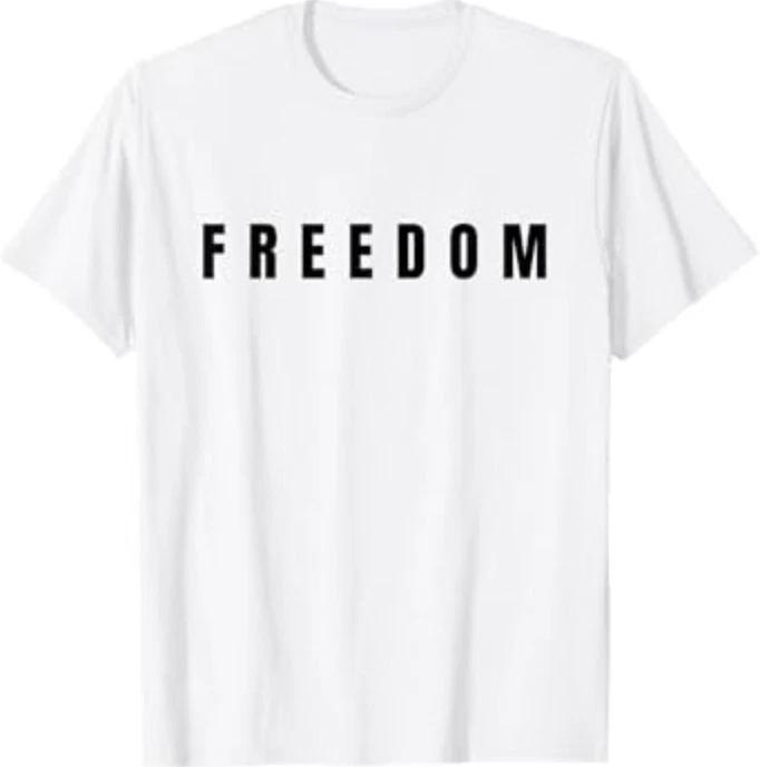 Freedom Black Text Minimalist Design,Bold Typography Graphic T-Shirt S
