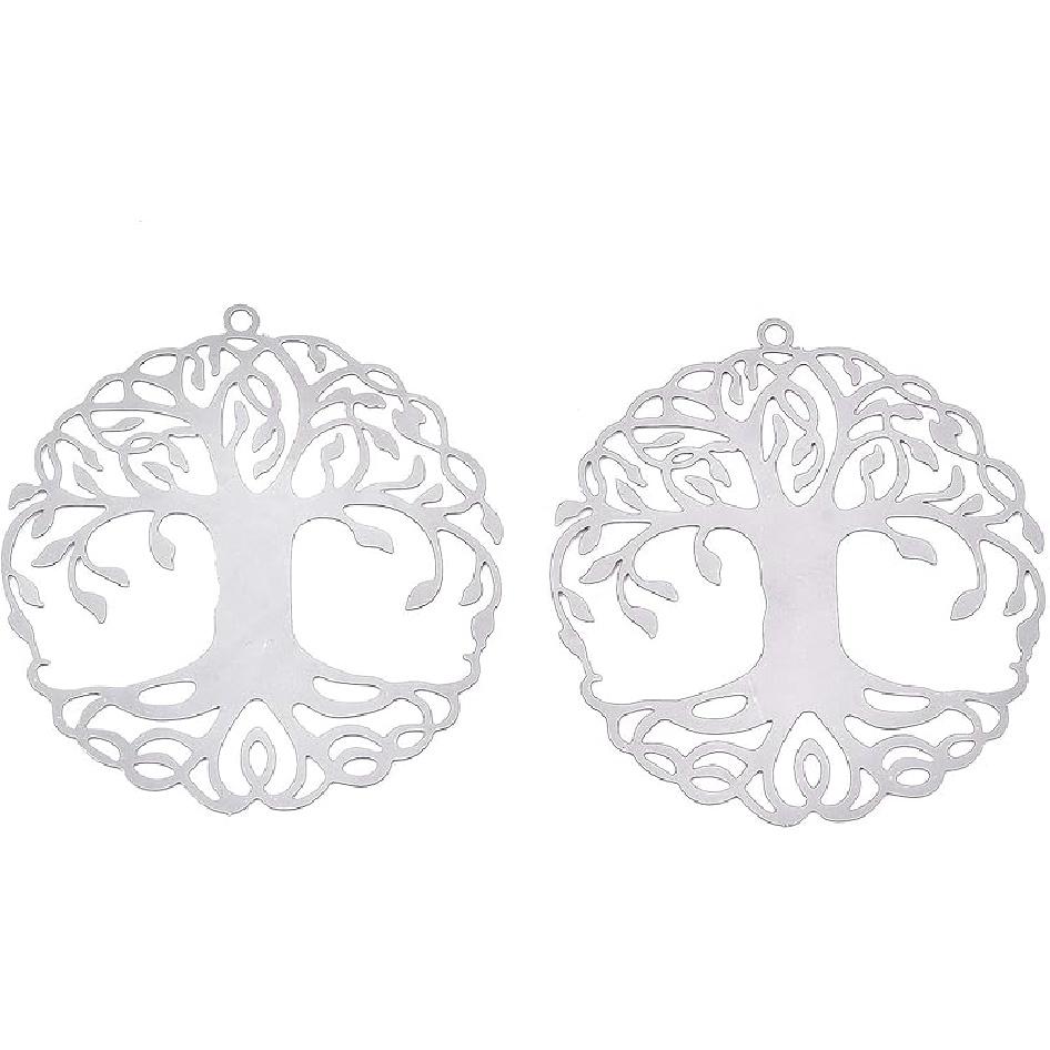 50pcs Stainless Steel Filigree Pendants Etched Metal Embellishments Multi-color Big Charms for Necklace Keychain DIY Jewelry Making Supplies