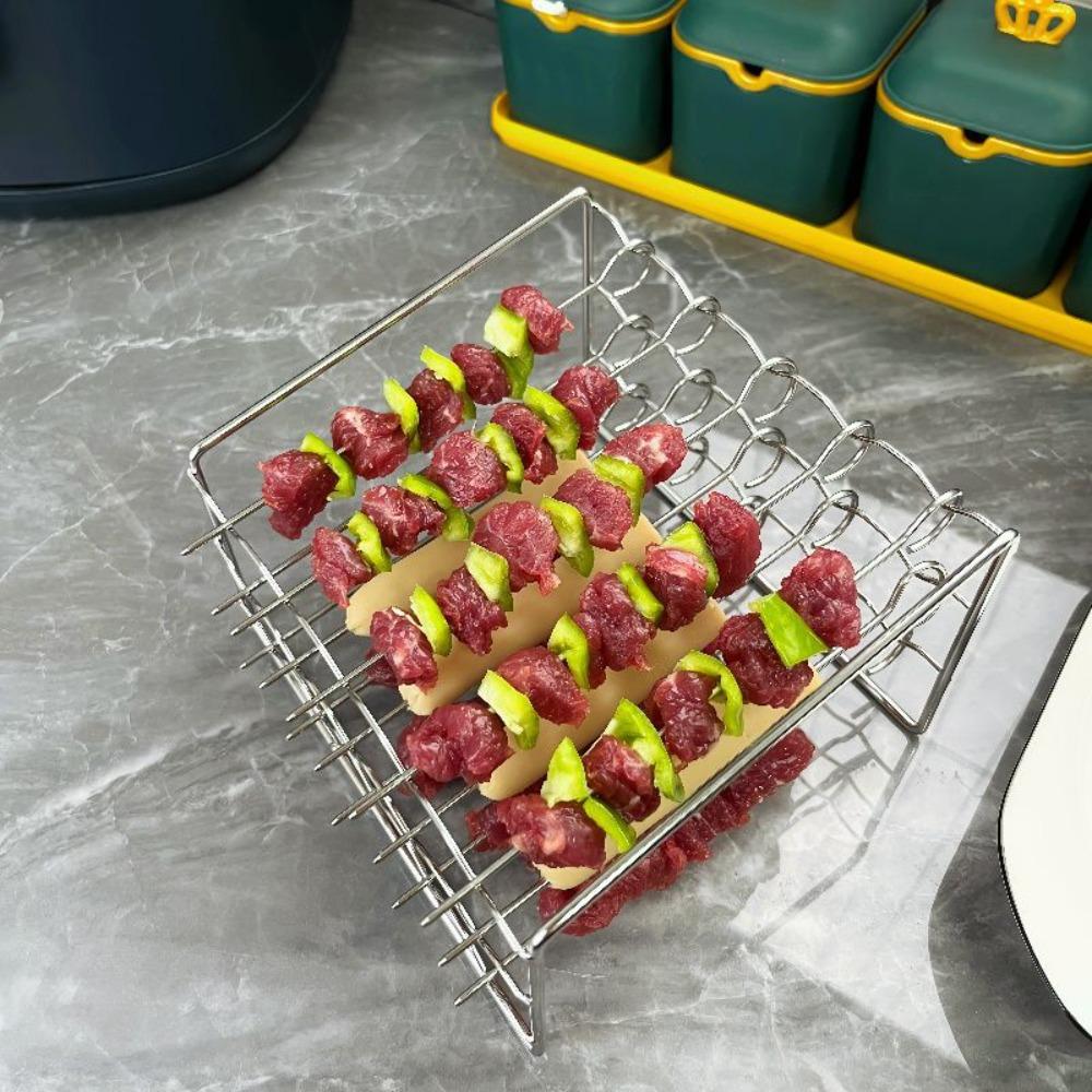 Stainless Steel Air Fryer Grill Vertical Skewer Three Layer Air Fryer Cooking Rack  Kebab
